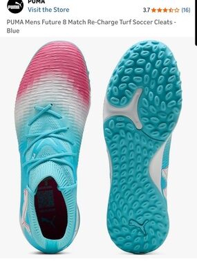 PUMA Future 8 Match Turf Soccer Cleats Men Size 7 Blue Mid Cut GripControl